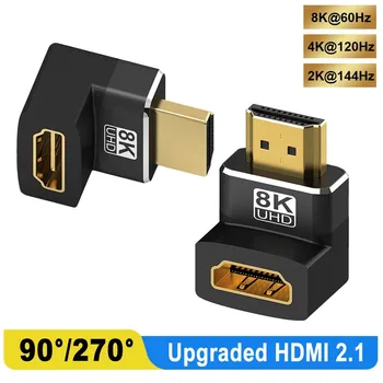 HDMI 90- und 270-Grad-Adapter, HDMI 2.1 8K@60hz 2.0 4K@120hz 2K rechtwinkliger HDMI L-Adapter für HDTV PS4 PS5