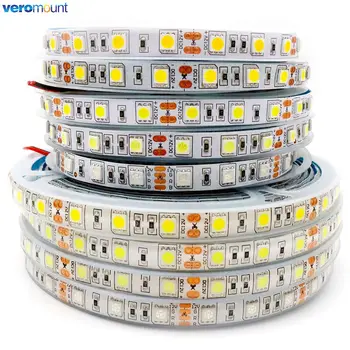 RGB-LED-Streifenlicht, 5 V, 12 V, 24 V, wasserdicht, 5050, flexibel, 5 m Klebeband
