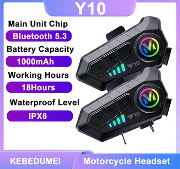 Y10 Motorrad-Bluetooth 5.3 Helm-Headset mit bunten Lichtern, wasserdichter kabelloser Kopfhörer