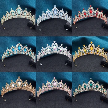 15 Farben Prinzessinnen-Krone Braut-Diademe und -Kronen für Frauen Abschlussball Geburtstag Hochzeit