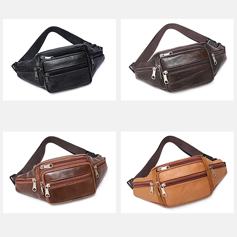 Männer Taille Pack PU Leder Tasche Taille Gürtel Tasche – Bild 6
