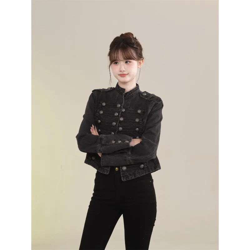 Damenbekleidung Kurzmantel Neue Jeansjacke Retro-Knopfdesign – Bild 5