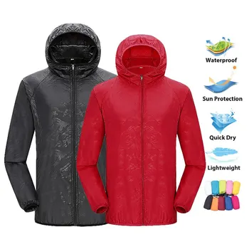 LNGXO Unisex-Wanderjacke für Herren und Damen, wasserdicht, schnell trocknend, Camping, Windjacke, Trekking