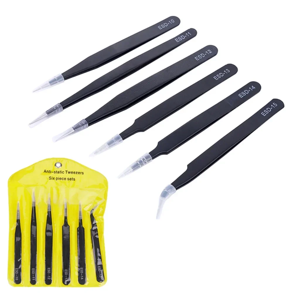 6-teiliges Präzisionspinzetten-Set, ESD, antistatisch