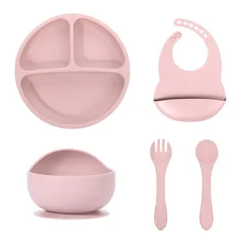 B78B-Babyfütterungsset, mit starker Saugkraft, Silikongeschirr, zum Halten von festem Essen