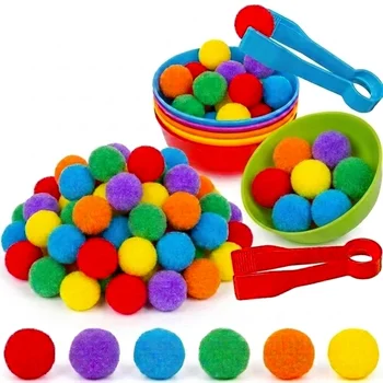 Sortier- und Zählspielzeug für Kinder, Regenbogenfarbene Sortierschalen mit Pinzette, Feinmotorik-Training