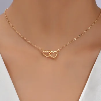 Winzige süße doppelte hohle Herz kette Halskette Frauen Mode Liebe Halskette Valentinstag Schmuck für Frauen