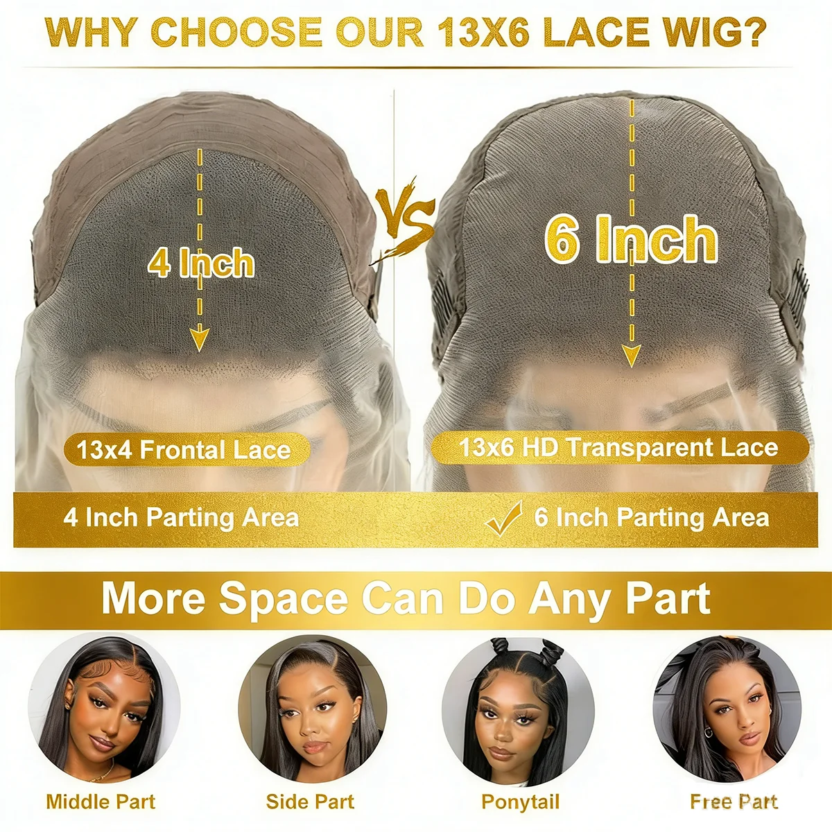 Rohes Echthaar, kleberlose, glatte Lace-Front-Perücken im – Bild 5