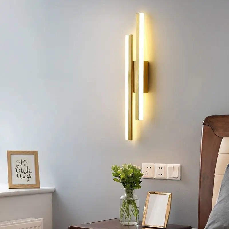 LED Schlafzimmer Wand leuchte Wand leuchten Kupfer Linie Rohr – Bild 6