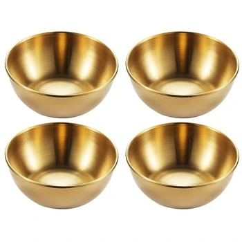 Edelstahl Goldene Sauce Gerichte Vorspeise Gewürz Servieren Gerichte Sets Tablett Gewürz Platten (4 Stück)