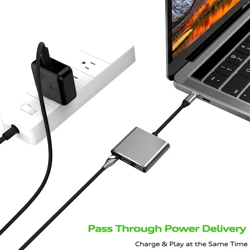 3-in-1 USB-C Hub mit 4K HDMI, USB 3.0 und PD Laden – Bild 4