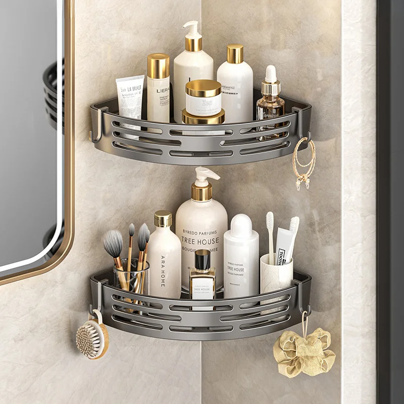Modernes Badezimmer-Eckregal, selbstklebendes Duschregal für – Bild 2