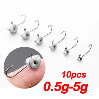 Mini Jig Kopf Haken 3D Augen 0,5g 1g 2g 3g 4g 5g Bass Crappie Angeln Jig Haken Weicher Köder Wurm (10 Stück)