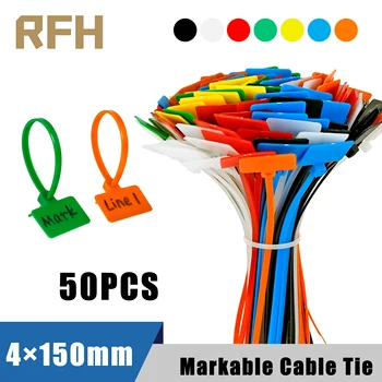 Easy Mark 4 x 150 mm Nylon-Kabelbinder-Tag-Etiketten, Kunststoff-Schlaufenbinder, Marker (50 Stück)