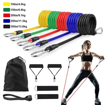 Zugseil, Widerstandsbänder, tragbare Fitnessgeräte, Knöchelgurt, Brustexpander, elastisches (11 Stück)