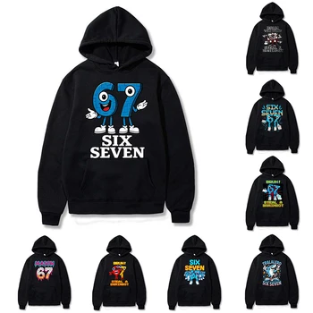 Bruh 67 Six Seven Funny Brainrot Meme Kinder-Kapuzenpullover für Jungen und Mädchen, Kapuzenpullover, Hiphop