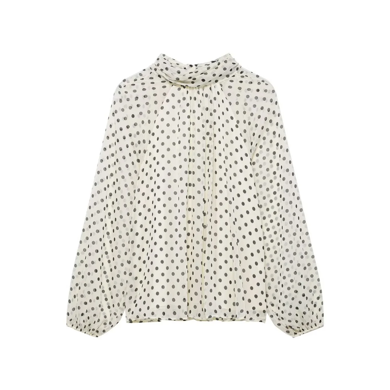 Damen Bluse mit Punktemuster Frühling Herbst Mode Langarm – Bild 6