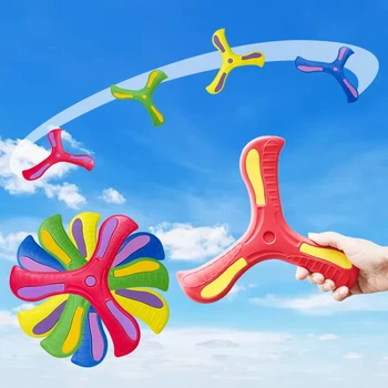 Kinder Bumerang Weiches dreiblattiges Kreuz Outdoor-Spielzeug Fliegende Scheibe Erwachsene Kinder Interaktives