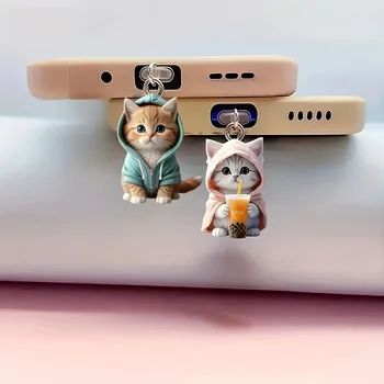 Niedliche Katzen-Deko-Accessoires Hängende Verzierung Universeller Staubschutz 2D-Telefon-Staubschutz