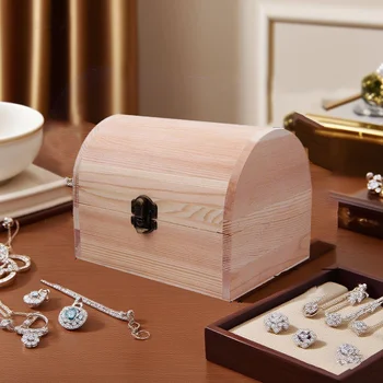 Holzkiste Schatzkiste Box Schmuckaufbewahrung Organizer Unvollendete Holzkiste DIY Malerei Bastelbox