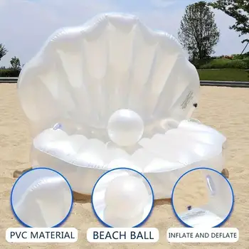 Aufblasbarer, schalenförmiger Poolschwimmer aus weißem PVC, aufblasbarer riesiger Muschel-Floatie