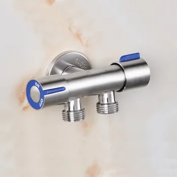 Edelstahl Einzel Kaltwasser 1 In 2 Out Badezimmer Toilette Eckventil Waschmaschine Doppelauslass Wasserhahn