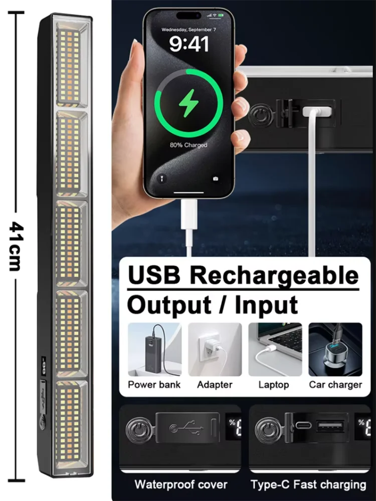 Magnetische LED-Arbeitsleuchte, IP66, mit Powerbank-Funktion – Bild 3