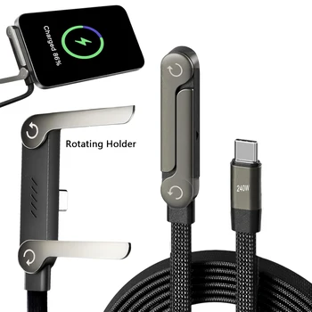 2-IN-1 Typ-C-Kabel, faltbarer Handyhalter, 240 W, Schnelllade-Datenkabel