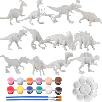 Unbemalt DIY Dinosaurier Malerei Kit, leere Modell Spielzeug für Kinder ab 3 Jahren kreative Graffiti