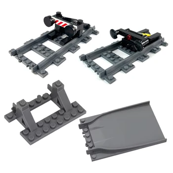MOC Kreatives Baustein-Set: Städtische Eisenbahngleiskreuzung - Modell für Bahngleiskreuzungen, Pufferbereiche