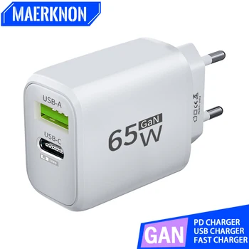 GaN USB-C Ladegerät 65 W, PD, Quick Charge 3.0, für iPhone 15