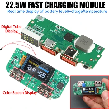 22,5 W Schnelllade-Powerbank-Motherboard mit TFT-Farb-Digitalanzeige für ternäre Lithiumbatterie PD QC