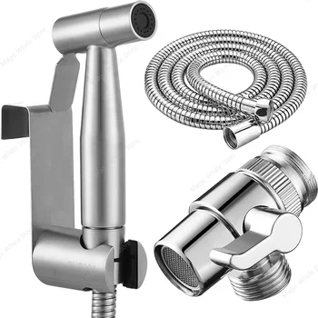 Edelstahl-Bidet-Handbrause für Bidet-Toilettendusche mit 2-Wege-Umsteller, 1,5 m Schlauch, Handbrausehalter