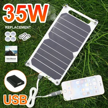 35W Sunpower Tragbares Solarpanel 5V Solarplatte mit USB-sicherem Stabilisator-Ladegerät für Powerbank-Telefon
