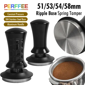 Kaffee Tamper 58mm 54mm 51mm Welligkeit Basis Nivellierung Konstantdruck Kalibriert Federbelastet Barista