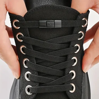 Druckverschluss-Schnürsenkel ohne Binden, Farbverlauf, flache elastische Schnürsenkel für Sneaker, Kinder