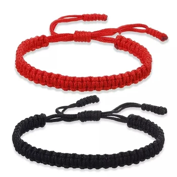 Handgefertigte geflochtene Schnur-Armbänder, rot, schwarz, buddhistisches tibetisches gewebtes Seil