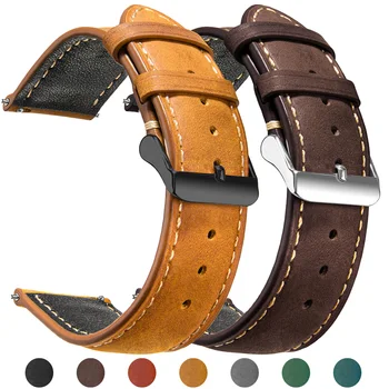 Wachs Vintage Schnellverschluss 14mm 16mm 18mm 20mm 22mm 24mm Echtleder Uhrenarmbänder für Männer Frauen Top