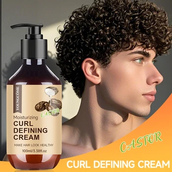 100 ml Rizinusöl-Lockencreme für Herren mit Rosmarin und Pfefferminze zur Kontrolle des Locken
