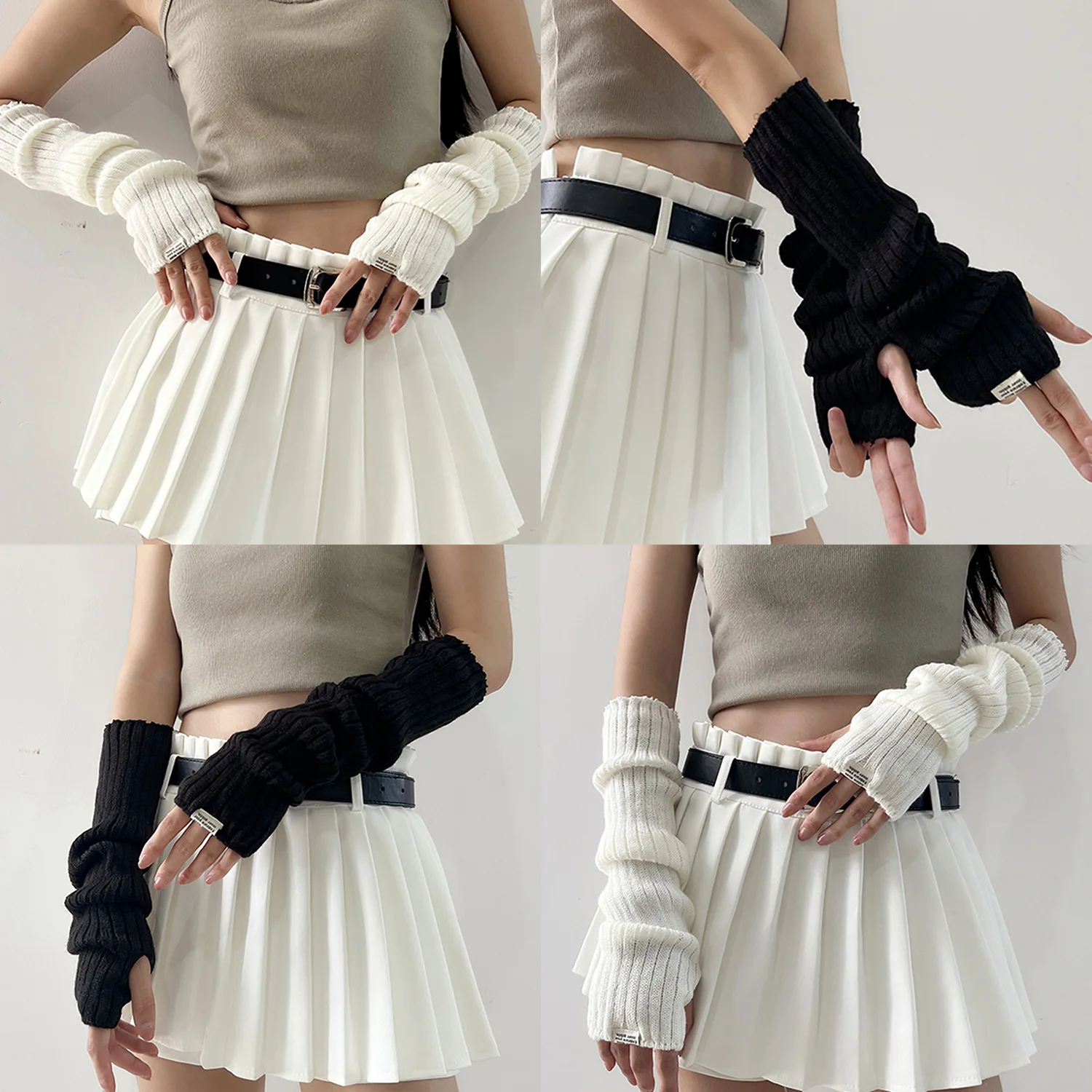 Y2k Winter-Beinstulpen, flauschige/gestrickte Armstulpen – Bild 5