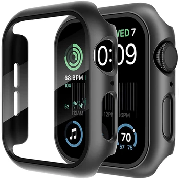 Gehärtetes Glas + Hülle für Apple Watch 46mm 44mm 45mm 41mm 40mm 42mm Displayschutz für iWatch Serie 10 9 8 7