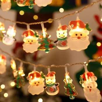 Weihnachtsbeleuchtung, Schnur, Weihnachtsmann, Schneemann, batteriebetriebene Girlande, LED, weihnachtliches