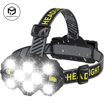 Wiederaufladbare 10-LED-Stirnlampe mit weißen roten Lichtern, Stirnlampe, Licht, Outdoor, Camping, Radfahren