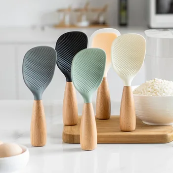 Silikon Löffel Nicht-stick Kochen Löffel Anti-verbrühungen Topf Reis Hohe-temperatur-beständig Löffel