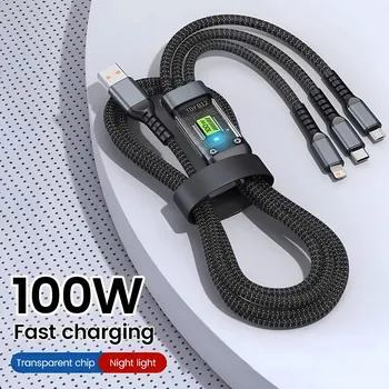 3 in 1 100 W USB A Kabel Schnellladung Micro USB Datenkabel Telefon Ladegerät Schnellladekabel für iPhone