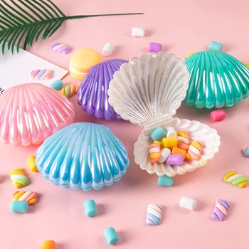 Shell Candy Boxen Kunststoff Candy Box Baby Dusche Snack Cookies Box Hochzeit Liefert Meerjungfrau (5 Stück)