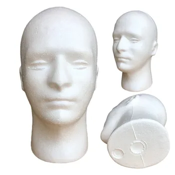 (Weiß) Leichter Schaumstoff-Mannequin-Kopf für Herren, Perückenständer für DIY-Malerei, Hut, Schal, Salon