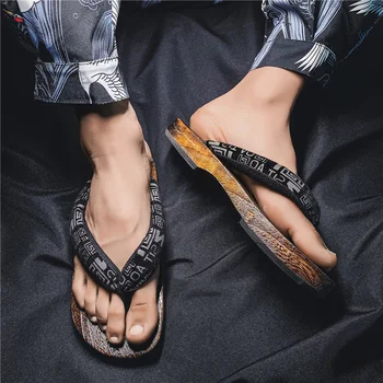 Herren-Slipper, 2022, neue japanische Fischgräten-Hausschuhe, Holz-Clogs, Geta-Flip-Flops, rutschfest