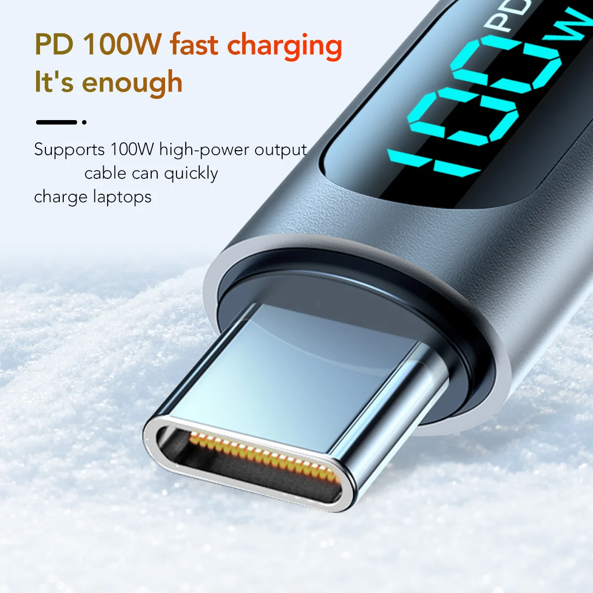 USB-A auf USB-C Kabel 120 W, 6 A, Nylon, mit LED-Anzeige – Bild 4