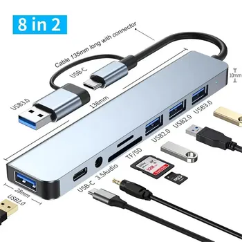 USB-C Hub 8-in-1 mit SD/TF Kartenleser und USB 3.0